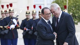 Miloš Zeman v Paříži: Přivítání s prezidentem Hollandem