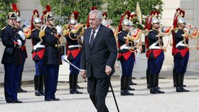 Miloš Zeman vyrazil i za francouzským prezidentem o své hůlce