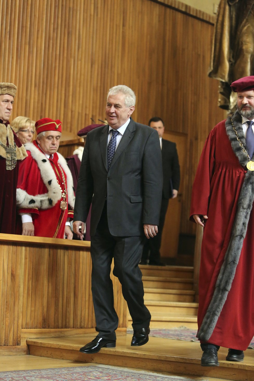 Prezident Miloš Zeman v roce 2015, kdy se ceremoniálu jmenování profesorů ještě neodmítal účastnit
