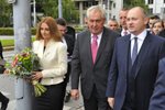 Miloš Zeman s dcerou a hejtmanem Michalem Haškem v září 2013