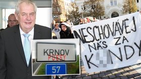 Takového přivítání se dočkal Miloš Zeman od Opavy a Krnova. V duchu svých vulgarit z Hovorů z Lán.