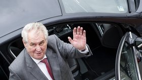 Viditelně dobře naladěný prezident Zeman na inspekci v Královehradeckém kraji