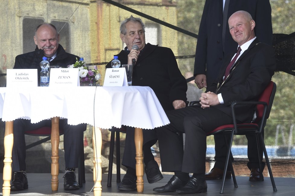 Miloš Zeman navštívil v Olomouckém kraji obec Mohelnice (26.9.2018).