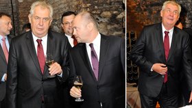 MIloš Zeman vyrazil ve Znojmě do sklípku, společnost mu dělal jihomoravský hejtman Michal Hašek. A chybět nemohla sklenka vína