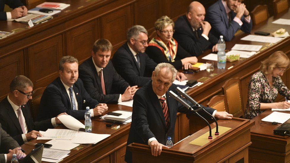 Miloš Zeman dorazil 24. 10. 2018 do Sněmovny kvůli jednání o státním rozpočtu