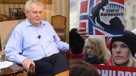 Miloš Zeman se v Lánech opět opřel do Barnevernetu, proti kterému v Praze protestovaly stovky lidí.