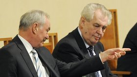 Prezident Miloš Zeman a první místopředseda Senátu Přemysl Sobotka