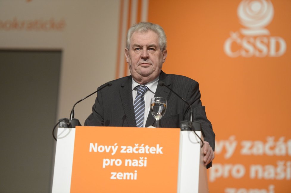 Prezident Miloš Zeman na sjezdu ČSSD v Ostravě. Psal se rok 2013.
