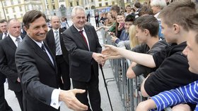 Přivítání Miloše Zemana v slovinské Lublani