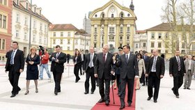 Česká prezidentská delegace na státní návštětě slovinské Lublaně