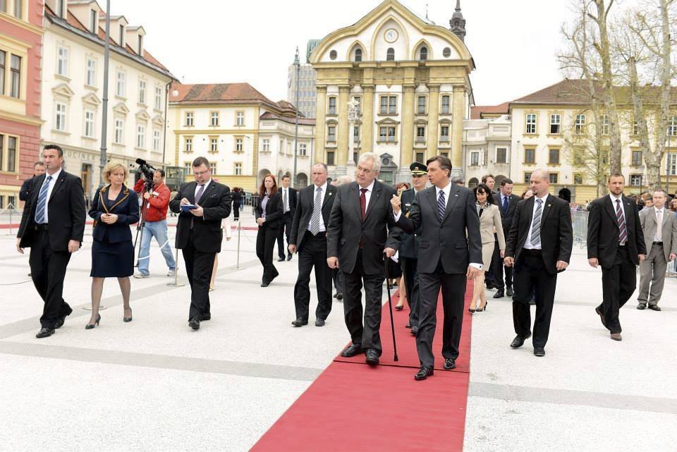 Česká prezidentská delegace na státní návštětě slovinské Lublaně