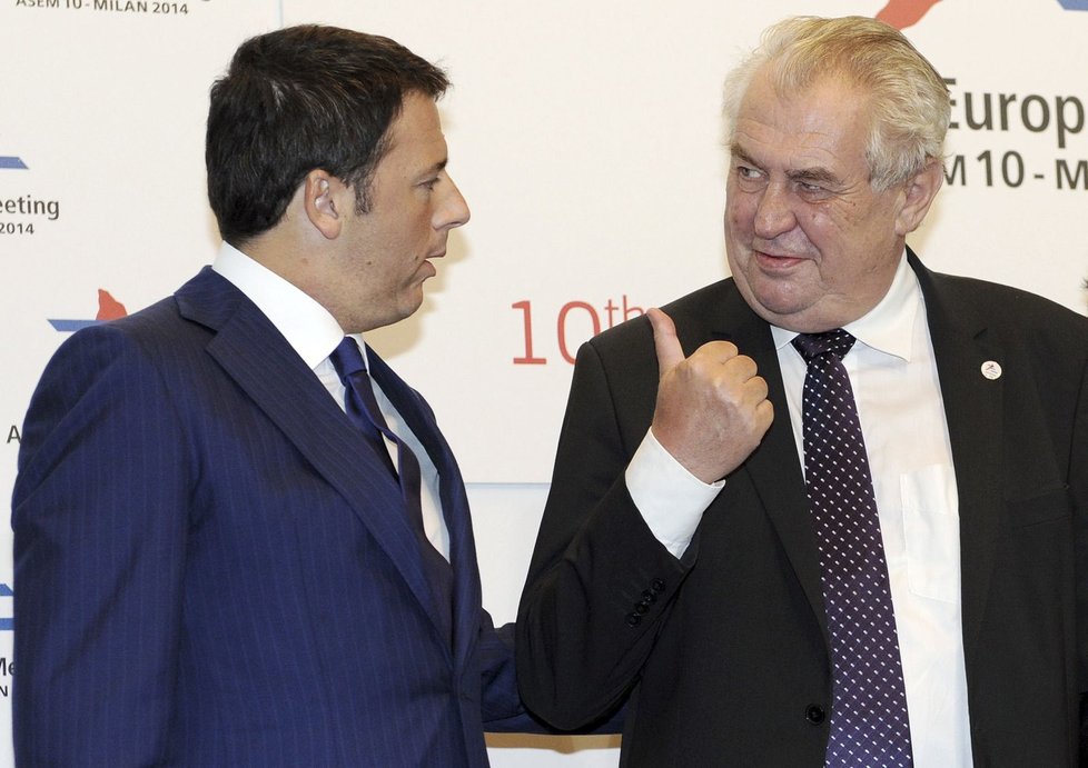 Miloš Zeman v Miláně s italským ministerským předsedou Renzim