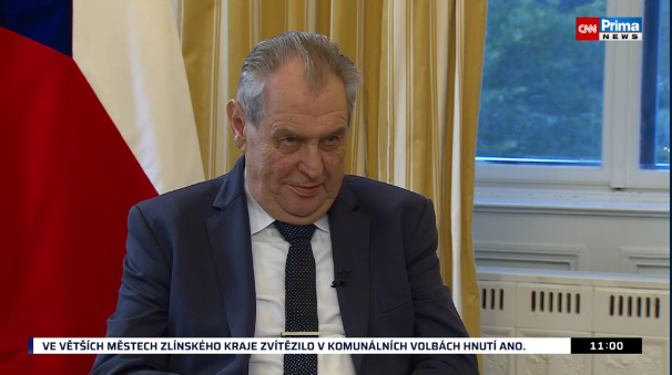 Prezident Miloš Zeman se v pořadu CNN TV Prima Partie vyjádřil k výsledkům komunálních voleb (25.9.)