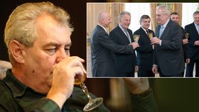 Miloš Zeman dobré víno rád. Na Hradě si dnes připil s nejlepšími českými vinaři za rok 2013
