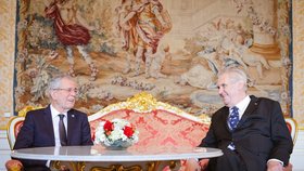 Rakouského prezidenta Van der Bellena přijal Miloš Zeman na Pražském hradě v červnu 2017.