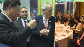 Miloš Zeman si v Číně stihl připít u českého stánku se Si Ťin-pchingem i povečeřet s představiteli CITIC