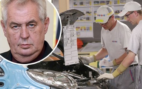 Miloš Zeman se do automobilky nedostane.