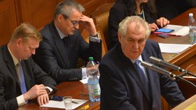 Miloš Zeman ve Sněmovně: Dorazil na projednávání státního rozpočtu (7. 12. 2016).