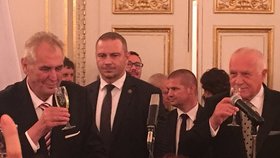 „V Česku skončila občanská válka.“ Zeman rozdal metály a slavil s hosty na Hradě