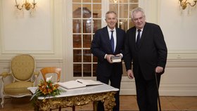 Prezident Zeman a bývalý britský premiér Blair navázali na setkání před dvěma lety.
