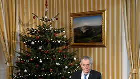 Prezident Miloš Zeman při vánočním poselství (26. 12. 2021)