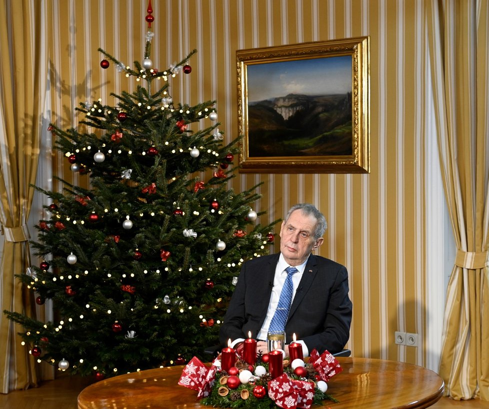 Prezident Miloš Zeman při vánočním poselství. (26.12.2021)