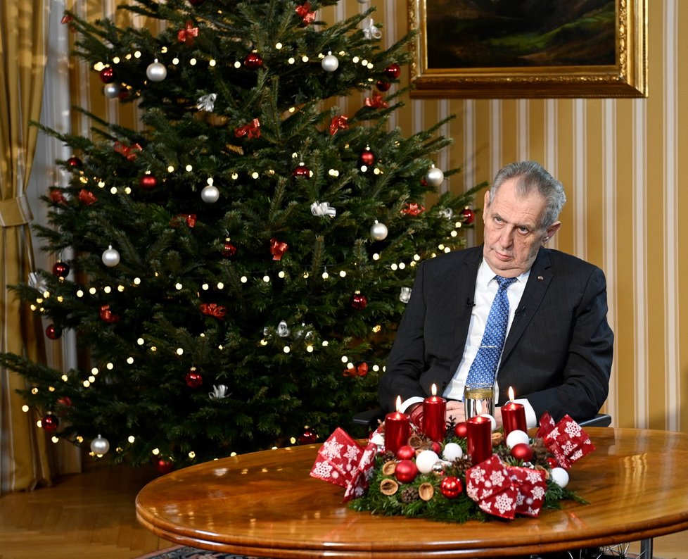 Prezident Miloš Zeman při vánočním poselství (26. 12. 2021)