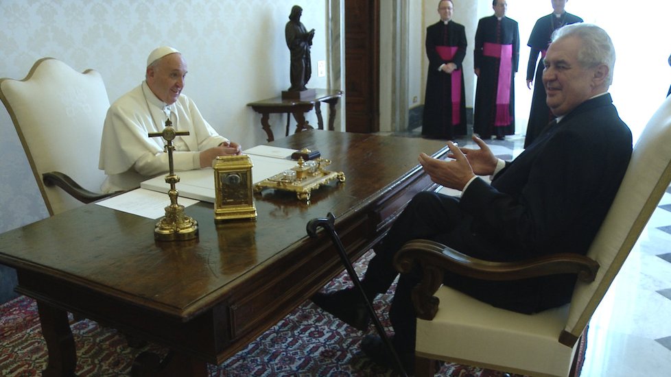 Prezident Miloš Zeman navštívil papeže Františka ve Vatikánu
