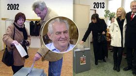 Miloš Zeman míní, že kdo nechodí volit, měl by dostat pokutu. Sám volit chodí, i s manželkou Ivanou či dcerou Kateřinou