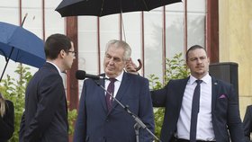 Miloš Zeman v zámeckém parku v Čechách pod Kosířem zasadil památeční strom.