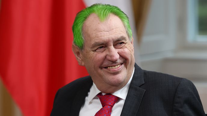 Miloš Zeman se zelenou hlavou