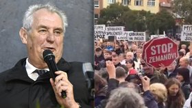 Miloše Zemana konfrontovali ve Zlíně demonstranti. Ocenil způsob jejich tichého protestu.