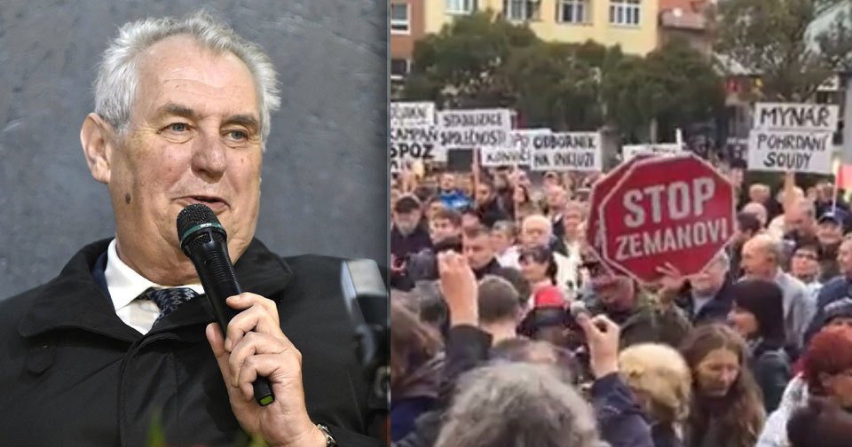 Miloše Zemana konfrontovali ve Zlíně demonstranti. Ocenil způsob jejich tichého protestu.