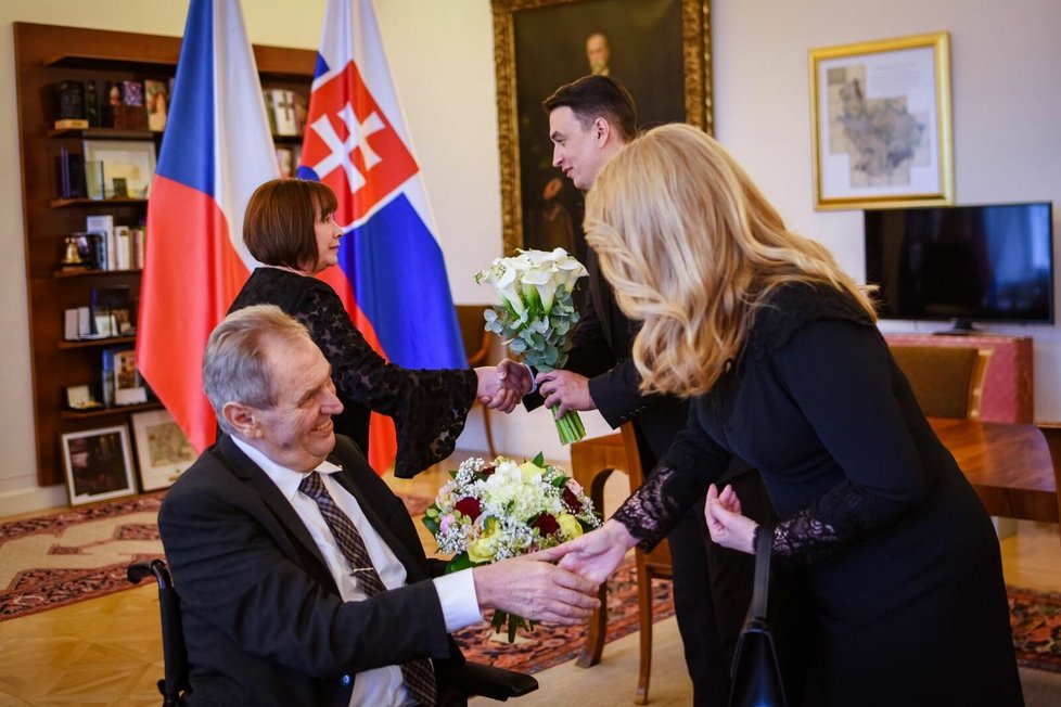 Prezident Miloš Zeman přijal slovenskou prezidentku Zuzanu Čaputovou (27. 5. 2022).