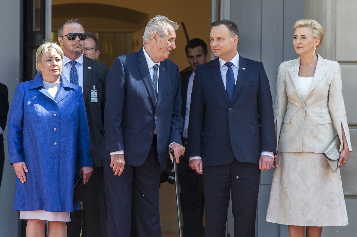 Prezident Miloš Zeman s manželkou Ivanou se setkal s polským prezidentem Andrzejem Dudou a jeho paní Agatou Kornhauser-Dudovou.