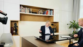 Prezident Miloš Zeman ve své dejvické kanceláři (10.4.2024)