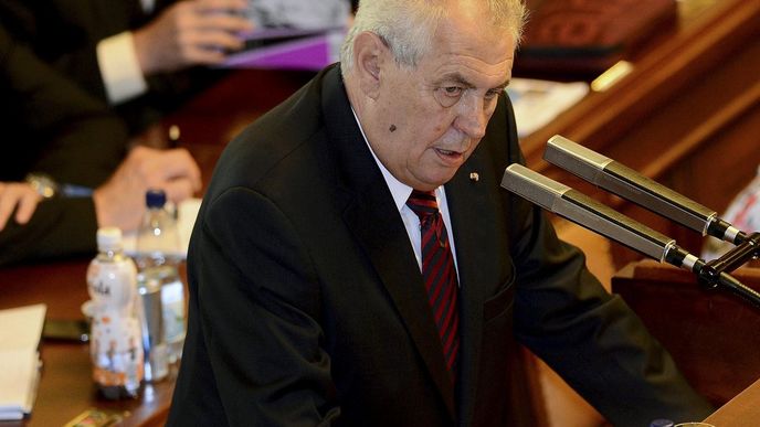 Prezident Miloš Zeman při projevu ve Sněmovně minulý týden.