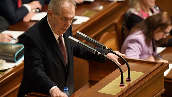 Prezident Miloš Zeman vystoupil na schůzi Poslanecké sněmovny ke státnímu rozpočtu