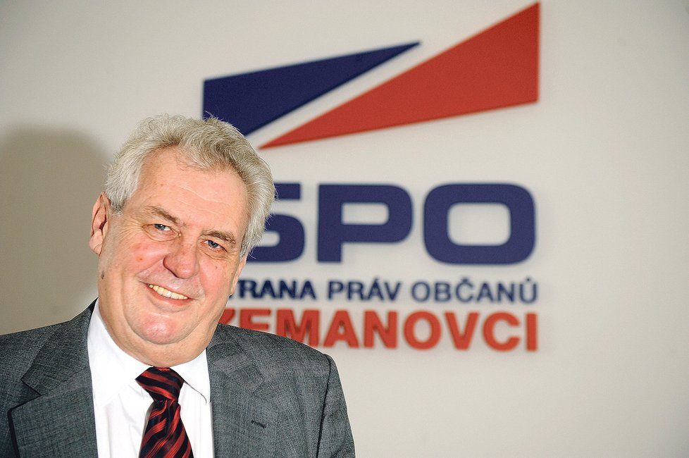 Miloš Zeman je čestným předsedou předsedou strany SPO Zemanovci