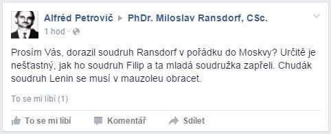 Miloslav Ransdorf svým zadržením ve Švýcarsku udělal radost tisícům lidí.