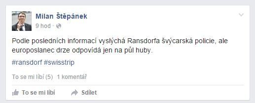 Miloslav Ransdorf svým zadržením ve Švýcarsku udělal radost tisícům lidí.