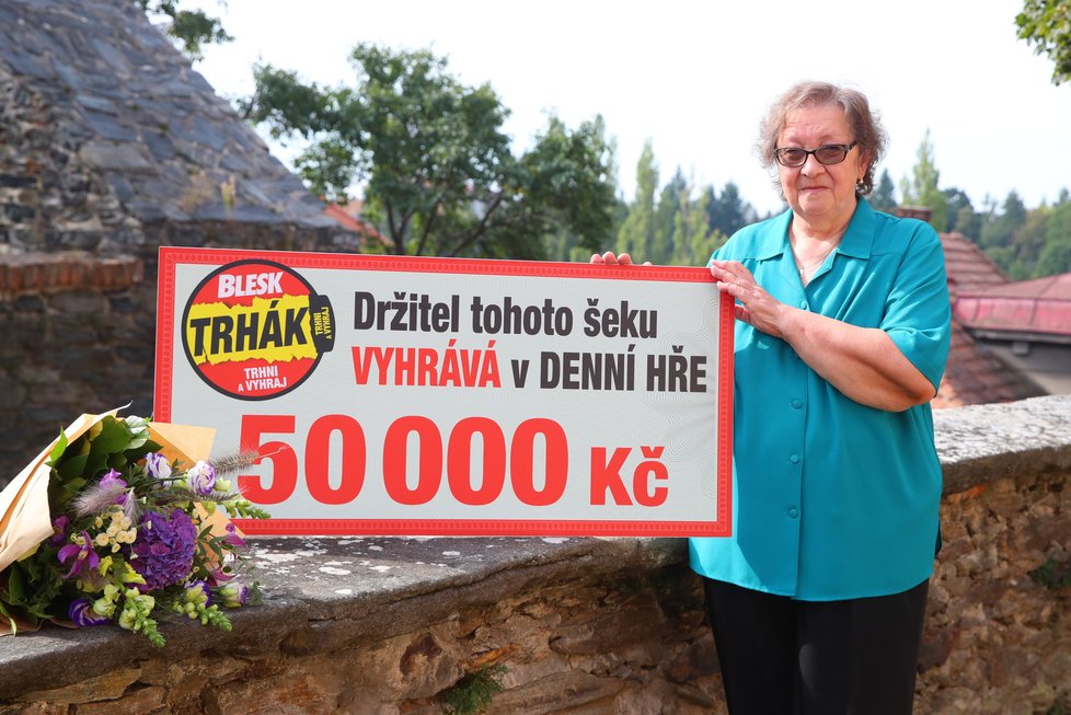 Miloslava Jonášová (76) z Čáslavi vyhrála 50 tisíc Kč v Trháku Blesku.