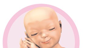 Spát - Dlaně u sebe, hlava položená na ruce a dítě naznačuje spánek