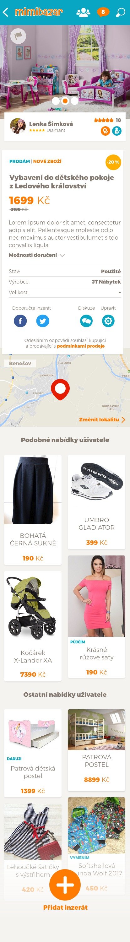 Takhle vypadá aplikace webu Mimibazar