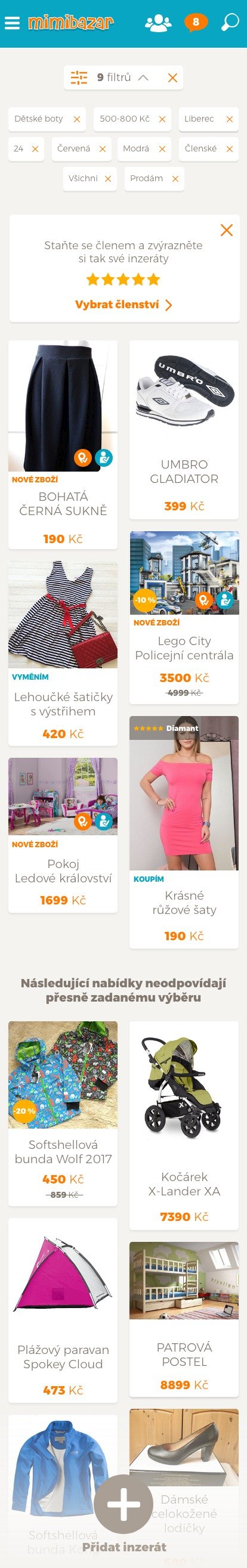 Takhle vypadá aplikace webu Mimibazar