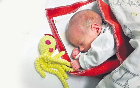 Holčička dostala do postýlky nečekaného kamaráda, žlutou háčkovanou chobotničku