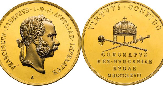 Zlatá medaile 1867 ve váze 25dukátu