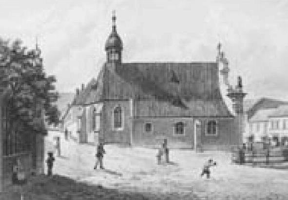 Kostel sv. Bartoloměje v místech dnešní Vyšehradské ulice