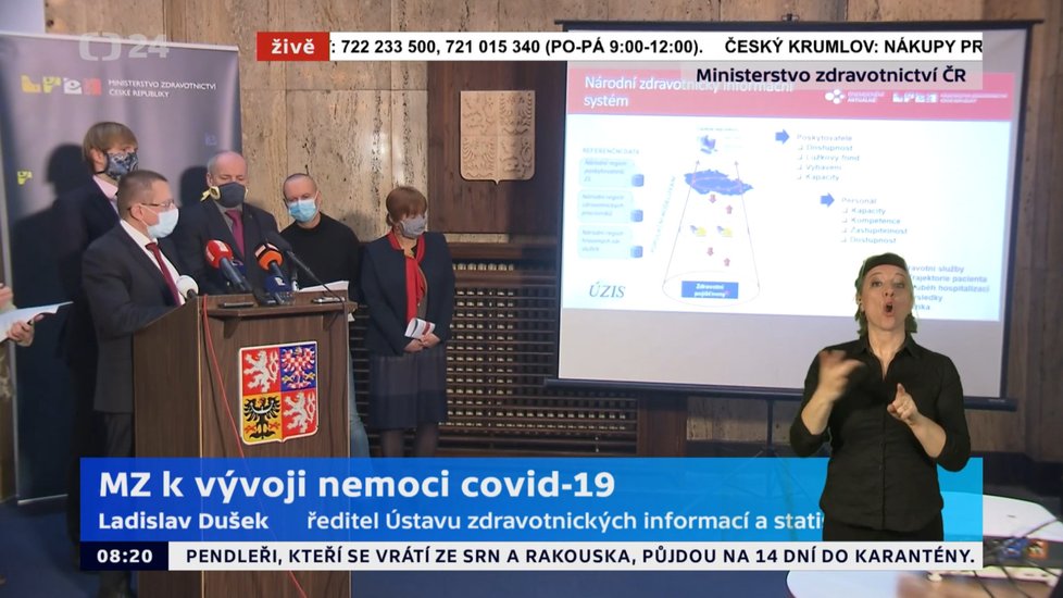 Tisková konference ministerstva zdravotnictví