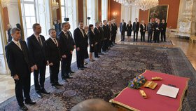 Jmenování Sobotkovy vlády na Pražském hradě: Noví ministři dali slib prezidentovi